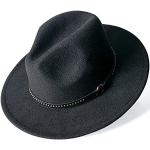 Chapeaux Fedora noirs en feutre 58 cm Taille 3 XL look fashion pour femme 