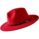 Chapeaux Fedora de printemps rouges en feutre 58 cm Taille XL classiques pour homme 