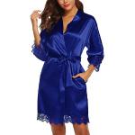 Peignoirs en satin bleus en polyester Taille XS look fashion pour femme 