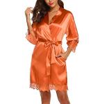 Peignoirs en satin de mariée orange corail en polyester Taille XS look fashion pour femme 