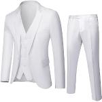 Bestgift Costume décontracté de couleur unie pour hommes d'affaires costume lâche trois ensembles, blanc, Taille L