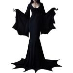 Robes de soirée noires en dentelle sans manches La Famille Addams Morticia Addams maxi à manches longues Taille 3 XL look gothique pour femme 