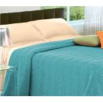 Couvre-lits turquoise à rayures en coton 