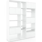 Bibliothèque - Blanc, pièce de caractère, rangements raffiné, avec porte Blanc - 190 x 233 x 47 cm, configurable