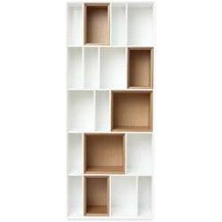 Bibliothèque modulable blanche et finition bois clair chêne L85 cm JAZZ -