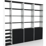 Bibliothèque - Noir, pièce de caractère, rangements raffiné, avec porte Noir - 265 x 233 x 35 cm, configurable