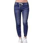Pantalons taille haute bleues foncé en denim stretch Taille XL look Hip Hop pour femme 