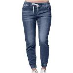 Jeans droits bleues foncé en cuir synthétique stretch Taille XXL look fashion pour femme 