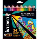 Bic, Écriture + dessin, 24 crayons de couleur BIC INTENSITY, couleurs assorties (Multicolores, 24 x)