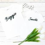 Biggie/Smalls T-Shirt En Blanc - Big Sister Brother Baby Announcement New Siblings