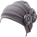 Bigood Femme Bonnet Doux Chapeau Fleur pour Cancer Chimio Perte de Cheveux Gris