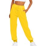 Pantalons en lin jaunes en coton à pompons Taille XXL look casual pour femme 