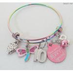 Bracelets de perles argentés en argent à perles à motif papillons personnalisés pour fille 