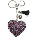 Porte-clés coeur multicolores en cristal à strass look fashion 