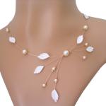 Colliers de mariée blanc d'ivoire en verre à perles fantaisie made in France 