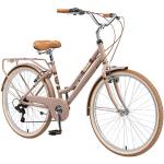 BIKESTAR VTC Vélo de Ville en Aluminium 28" Pouces | 7 Vitesse Shimano, Vélo Urbain pour Femme, Vélo de Confort Retro | Marron