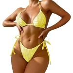 Bikinis brésiliens jaunes à rayures en lot de 3 Taille L look fashion pour femme 
