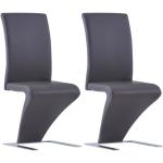 Chaises design grises en cuir synthétique en lot de 2 scandinaves 