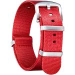 Bracelets de montre rouges en acier imperméables look militaire en nylon pour femme 