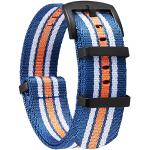 Bracelets de montre bleu marine en acier imperméables look militaire en nylon pour femme 