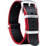 Bracelets de montre rouges en acier imperméables look militaire en nylon pour femme 