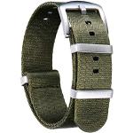 Bracelets de montre verts en acier imperméables look militaire en nylon pour femme 