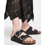 Sandales plates Birkenstock Arizona noires en cuir éco-responsable à bouts ouverts Pointure 37 pour femme 