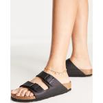 Sandales plates Birkenstock Arizona noires en cuir éco-responsable à bouts ouverts Pointure 36 pour femme en promo 