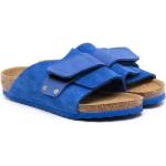 Sandales plates Birkenstock bleu roi en daim éco-responsable à bouts ouverts à scratchs Pointure 34 en promo 