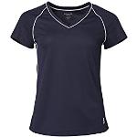Björn Borg T-Shirt de Tennis en V pour Femme Tesia, Femme, Maillot de Tennis, 2121-1070-72731, Bleu Nuit, 40