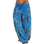 Pantalons de randonnée bleu ciel imprimé africain en velours à sequins à motif Afrique Taille 3 XL plus size look fashion pour femme 