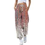 Pantalons de randonnée gris en satin à motif avions Taille M plus size look Hip Hop pour femme 