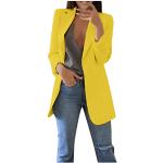 Vestes vintage d'automne jaunes à motif papillons à manches longues à col rond Taille M look fashion pour femme 