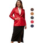Manteaux classiques d'automne rouges en cuir synthétique à manches longues look casual pour femme 