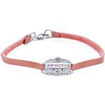 Bling Jewelry Bracelet D'Identification En Cuir Rose Princesse Nom Plaqué Pour Femmes Pour Ados .925 Argent Sterling Pouces
