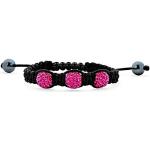 Bling Jewelry Fuchsia Pink Pave Cristal Ball Shamballa Inspired Bracelet Pour Femmes Cordon Noir Ajustable