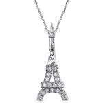 Pendentifs en diamant Bling Jewelry argentés en argent Tour Eiffel look fashion pour femme 