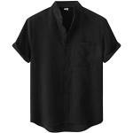 Chemises noires col mao stretch à manches longues à col en V Taille XXL plus size look fashion pour femme 
