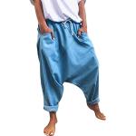 Pantalons taille haute bleus à fleurs Taille S look hippie pour femme 