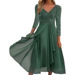 Robes de bal longues de mariage vertes à fleurs en dentelle à manches courtes à col en V Taille 5 XL look casual pour femme 