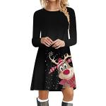 Robes en laine pour fêtes de Noël à capuche minis à col rond Taille XL plus size look casual pour femme 