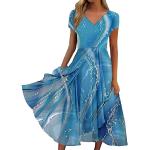 Robes de bal longues bleues en latex à strass à manches courtes Taille XXL plus size look fashion pour femme 