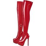 Bottes stretch rouges laquées en cuir synthétique Pointure 42 look fashion pour femme 
