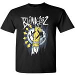 T-shirts Wenrou noirs à rayures en coton à manches courtes Blink-182 lavable en machine à manches courtes Taille XXL look Punk pour homme 