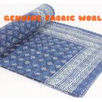 Couvre-lits bleu indigo patchwork en coton 