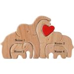 Figurines d'animaux en bois à motif éléphants de 14 cm 