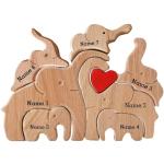 Figurines d'animaux en bois à motif éléphants de 14 cm 