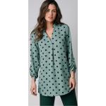 Blouses vertes à pois en polyester à manches longues à manches longues col tunisien Taille 3 XL pour femme 