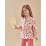 Chemises Noukies rose bonbon en popeline à motif pomme à col mao Taille 4 ans pour fille en promo de la boutique en ligne Vertbaudet.fr 