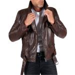 Vestes d'hiver d'automne D'arienzo marron en cuir d'agneau avec ceinture Taille XL pour homme en promo 